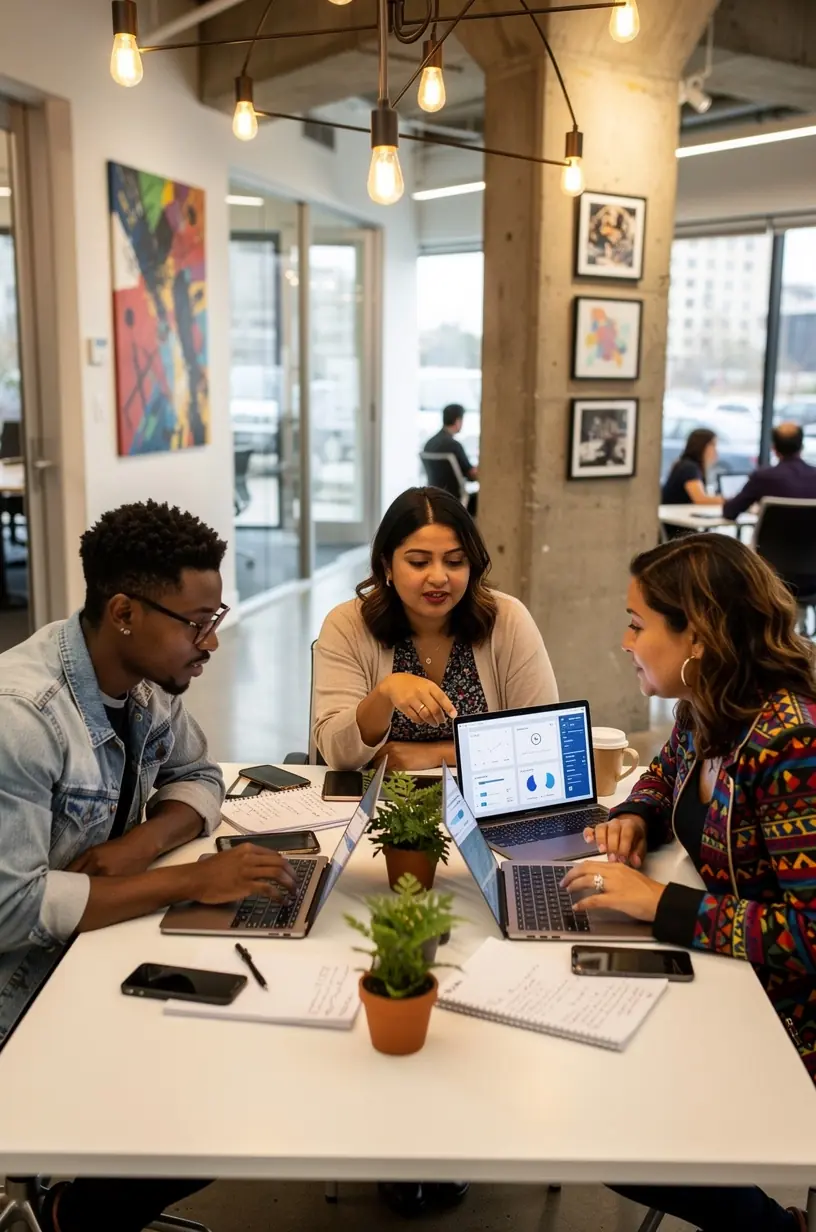 Graphic showing a checklist with practical tech advice and realistic goals for beginners.