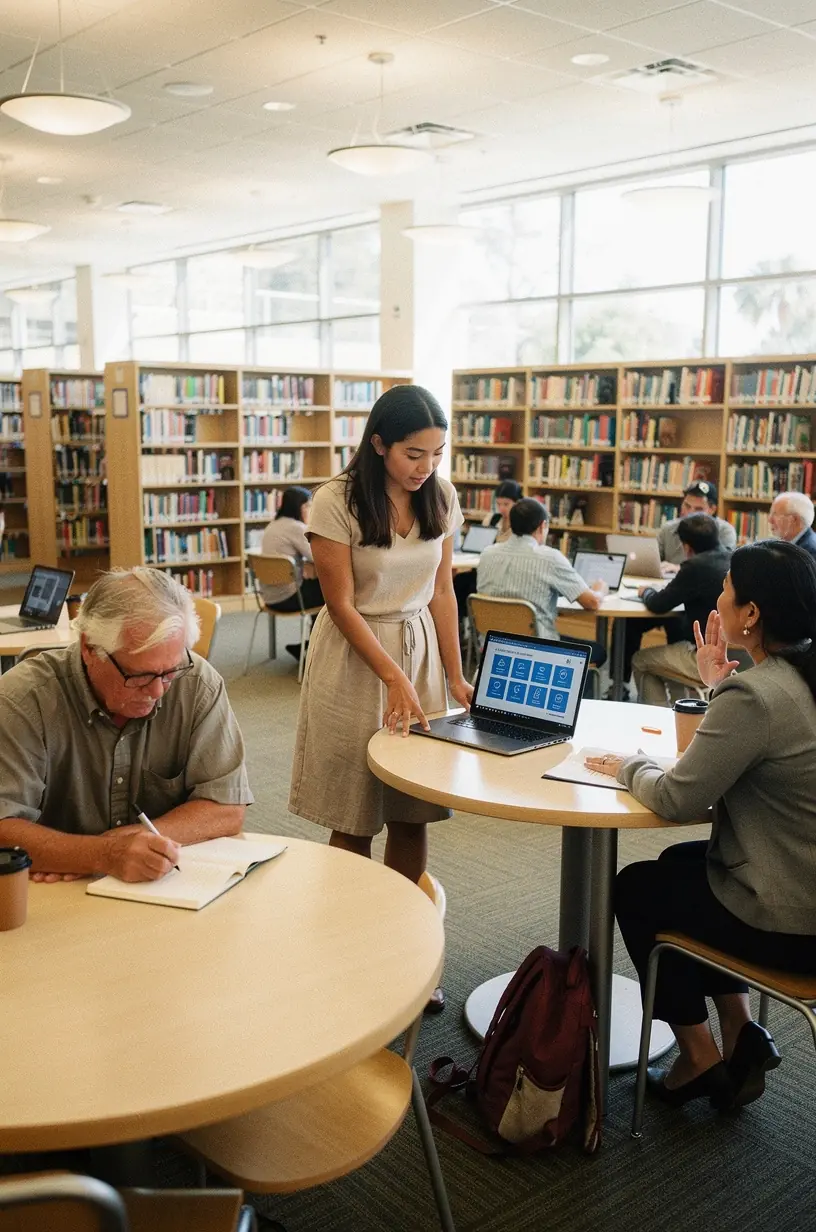 Hands typing on a keyboard next to a smartphone showing a user-friendly app interface.